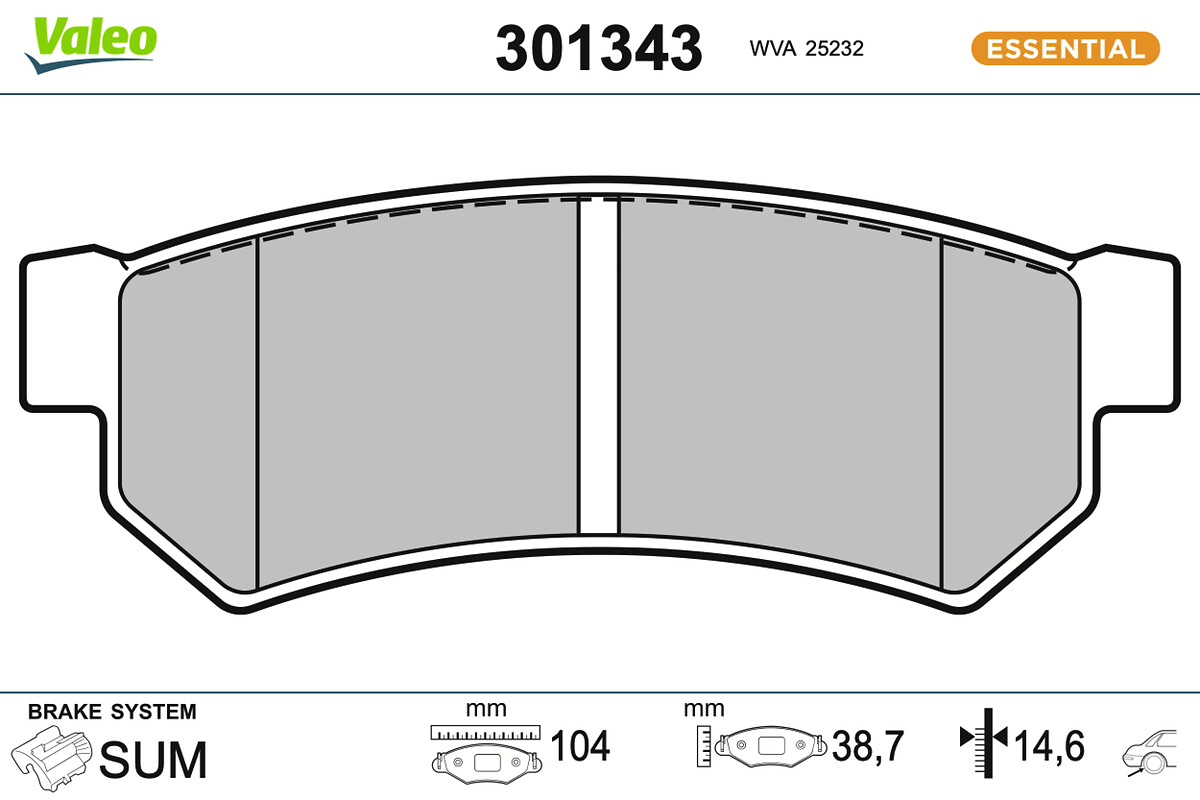 Jeu de 4 plaquettes de frein VALEO ref. 301343